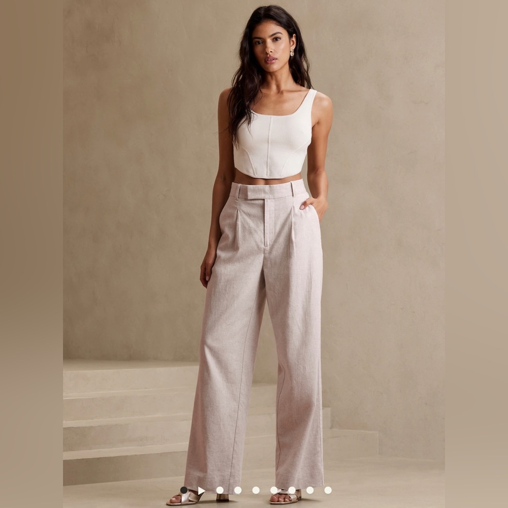***NWT*** BANANA REPUBLIC HIGH-RISE LINEN-COTTON PANT Size 12